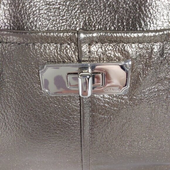 NWT! Coach Metallic Gunmetal Mini Chelsea Leather Satchel Bag - Picture 2 of 12